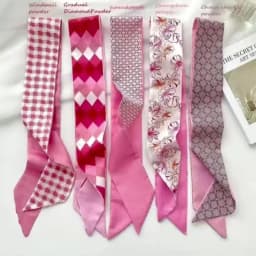 2-6pcs/set Series Silk Satin Scarf Women Cloth Hair Bands Headdress Accessories Lady Scarves Ribbon Neck Ties for Bag Handle