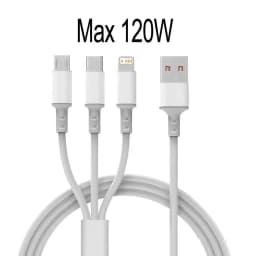 3 in 1 USB Charge Cable 6A 120W for Huawei/Honor Portable Micro USB TypeC Cable Charging Cable For iPhone 14 Samsung