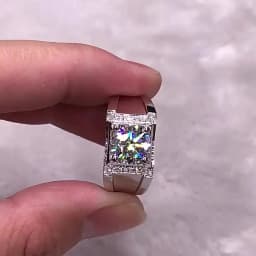 Buyee 925 Sterling Silver Wedding Ring Light Zircon Simple Ring for Man Fashion Classic Big Fine Jewelry Circle
