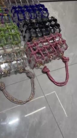 Handle Rhinestones Evening bag silver Crystal handmade Bags for Women Purses and Handbags Luxury Designer banquet bag