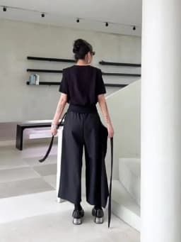 [EAM] High Elastic Waist Black Bandage Pleated Long Wide Leg Pants New Trousers Women Fashion Tide Spring Autumn 2026 1DH6554