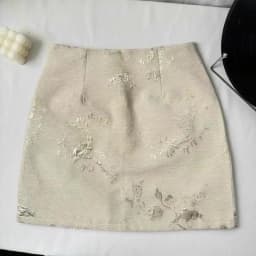 Chinese Style Black Boho Mini Skirt For Women 2024 Beige Print High Waist New Summer Wrapped Hip A-line Short Jacquard Skirt Y2k