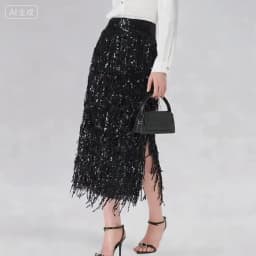Stylish Glitter Sequined Sparkly Evening Skirts Elegant 2026 Spring High Waist Slim Split Tassel Skirt Summer Sexy Women's Skirt