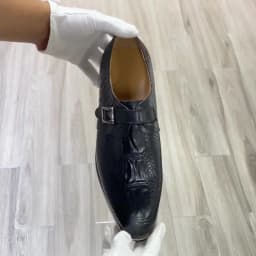Mens Casual Shoes Genuine Leather Crocodile Pattern Classic Shoe for Men Leather Original Fashion Buckle Monk Strap Sneakers