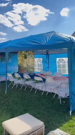 3x6m Folding Pavilion Waterproof Stable Party Tent with 6 Side Panels Pop-up Garden Canopy 3 Height Adjustable for Beach,Wedding