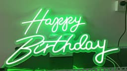 Large Size 'Happy Birthday' Customizable LED Light Neon Sign with Clear Acrylic Backer Dimmable Flexible Party Decor