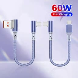 10CM 20CM Short Elbow USB C Cable 60W USB A To Type C Fast Charging Cable for iphone 15 16 Huawei Samsung Xiaomi Power Bank Cord