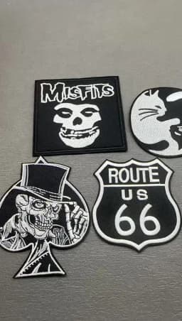 Black Punk Badges Jacket Patch Embroidered Iron Patches For Clothing Sew On Sticker DIY Appliques Decoration Rock Band