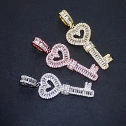 JINAO 2022 NEW Two Styles Design Key Pendants High Quality Ice Cravejado AAA+ Cubic Zircon With 4mm Tennis Chain Jewelry