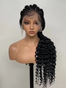 Synthetic Dutch Braided Wigs Full Lace Cornrow Braided Wig with Baby Hair Full Lace Wig 30 Inch Protective Braids