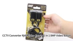 8MP/4K Passive HD BNC Video Power Balun Transceiver Transmitter Via UTP RJ45 Cable AHD/TVI/CVI/CVBS Cable Connectors for Cameras