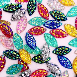 JUNAO 100pcs 7*15mm Crystal AB Flatback Rhinestone Horse Eye Decoration Crystal Stones Non Hotfix Resin Strass for DIY Crafts