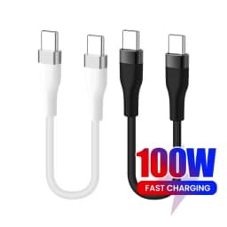 100W 0.25/0.5M Short Cable Silicon Type C to Type C Cable Fast Charging For Power Bank Wire USB C Cable For iPhone 16 15 Sumsung