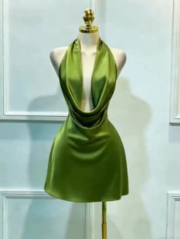 Women Elegant Solid Satin Dress, Back Zipper Open Back Fitted Midi Dress, Casual Vacation Party Banquet Cocktail Gown