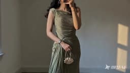Women's Elegant Olive Green Evening Gown One Shoulder Ruched Waist Side Slit Satin Train Dubai Wedding Prom Formal Maxi Dress