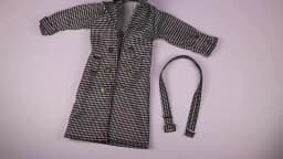 Long Trench Coat Outfit Set with Belt & Boots, Doll Clothes Accessories for 30cm BB FR Doll Dress Up Toy Parts