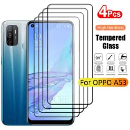 4Pcs For OPPO A53 Glass OPPO A53 Tempered Glass 9H HD Protective Film Full Cover Glue For Screen Protector OPPO A53 OPPOA53 6.5"