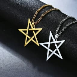 Unift Inverted Pentagram Satanic Necklace for Men  Stainless Steel Long Neck Chain Goth Gothic Occult Wicca Pentacle Jewelry