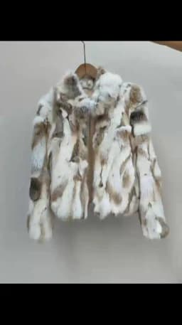 Women's Genuine Rabbit Fur Coat Stand Collar Luxury Winter Fur Outerwear