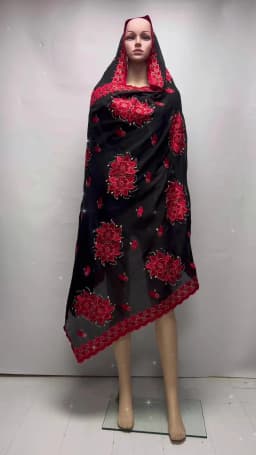 High Quality 100% Cotton Fabric Rayon Cotton Thread Eembroidered Scarf African Women Hijab Muslim Scarf Dubai Excellent Style