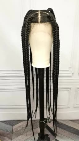 Full Lace Cornrow Braids Synthetic Lace Front Wig Big Square Knotless Box Braids Wig with Baby Hair Braided Wigs for Black Women