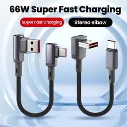 0.15M 0.25M 0.5M Short Elbow USB Type C Cable 66W USB A To Type C Fast Charging Cable for iphone 15 16 Huawei Samsung Xiaomi