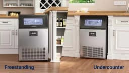 Commercial Ice Maker Machine Stainless Steel Under Counter Ice Maker with 34LBS Ice Bin Freestanding Ice Machine for Home Cafe