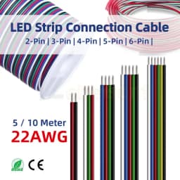 2Pin 2m/5m/10m/20m UL2468 2 Pins Electrical Wire 24 22 20AWG Tinned Copper Insulated PVC Extension LED Light Strip Cable 2-Pin