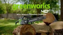 Greenworks 40V ChainSaw Brushless Motor 12M/S with Original 16Inch Chainbar and Oregon Sawchain with 4ah Battery and Charger