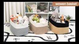 Laundry Basket, Woven Storage Baskets for Organizing, Cube Cotton Rope Baskets for Shelves, Magazine & Newspaper Baskets