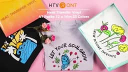 HTVRONT HTV Heat Transfer Vinyl 47 Pack 12' X 10' Iron on Vinyl for T-Shirt 33 Assorted Colors HTV Vinyl with 1 Accessory Tool, Easy to Cut & Weed & Transfer HTV Heat Transfer Vinyl for Cotton Fabrics