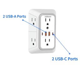 US Plug Power Strip with 6 AC Outlets 4 USB Port(2 Type C), Multi Socket Wall Socket Universal Network Filter Fast Charging