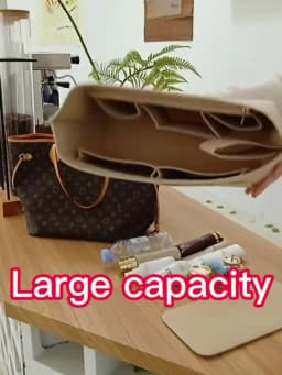 Purse Organizer Insert for Handbags & Base Shaper 2pc Set, Felt Organizer Insert Large Tote, Bag Organizer with Zipper, 3 Size