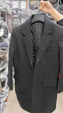 Men's High-Quality Autumn Winter Wool Coat Long Fashion Trench Coat Over-the-Knee Thick Cotton M-4XL