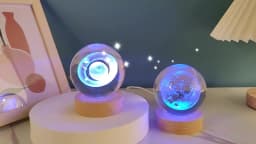 HPH Crystal Ball Night Light Moon Light Lamp Laser Engraved Crystal Ball Solar System Light Christmas Gift Glass Room Decoration