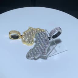 New Arrive Rectangle Cubic Zirconia CZ Paved Bling Africa Map Shaped Pendant Necklace Hip Hop Men Boy Cool Meaning Jewelry