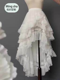Gothic Lolita Layered Underskirt Sweet Princess Mesh High Low Ruffled Skirt for Women