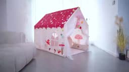 Extra-Large Playhouse Tent with White and Red Polka Dot Roof, Red Mushroom House, Princess Fairy Tale Play Tent, Equipped with Windows/Curtains/Storage Bag, Sturdy Iron Material, Portable Outdoor Playhouse, Party Decoration for Early Learning and Imaginative Play, Large Toy Castle Tent, Halloween/Christmas/Thanksgiving/Birthday Holiday Gift, Does Not Include Accessories and Lighting