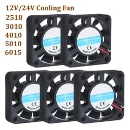 2pcs DC 12V 24V Cooling Fan 2510 3010 4010 5010 6015 Cooler Fan 3D Printer Parts Radiator Extruder Fan Computer CPU Cooling Fan
