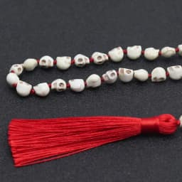Non-Mainstream Men Sautoir Hot Lmitation Bone Skull Beaded Handmade Knot 108Mala Necklace Hip Hop Tassel Pendant Jewelry