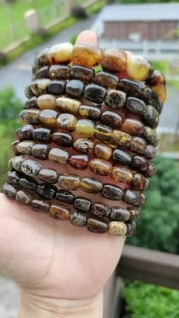 Yoowei 100% Real Amber Bracelet for Unisex Genuine Black Bead Irregular Natural Plant Medical Healing Jewelry Gift Wholesale