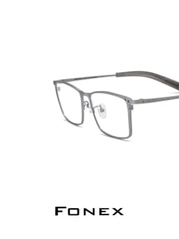 FONEX Titanium Glasses Frame Men Square Magnet Clip Eyeglasses with 3D & Night Vision & Polarized Lens Japanese Eyewear 85760