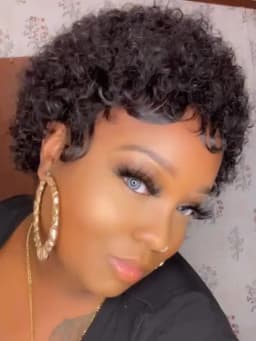 Human Hair Short Afro Kinky Curly Pixie Cut Wig Machine Made Short Wigs for Women
