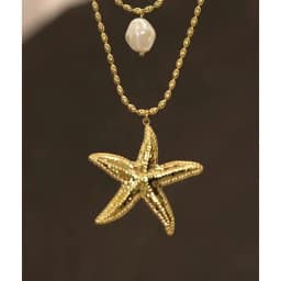 Yhpup Stainless Steel Double Layer Ocean Summer Holiday Necklace Jewelry Waterproof Handmade for Women Gold Platinum PVD Plated
