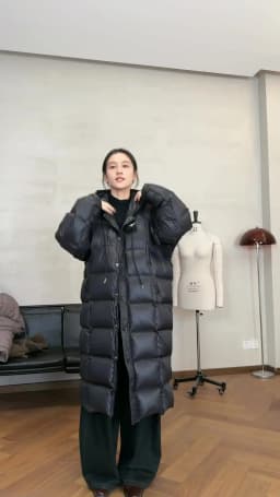 Filling Material: Duck Down~Couple Style Long Over-The-Knee down Jacket, Unisex Black Coat for Petite Individuals, New Winter Model