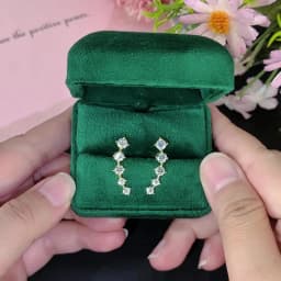 OXTAO Sparkling Moissanite Crawler Stud Earrings D VVS1 for Women Girl 14K Gold Filled Lab Imitation Diamond 2.4ct Earrings Jewelry Accessories Valentine Anniversary Day Birthday Gifts