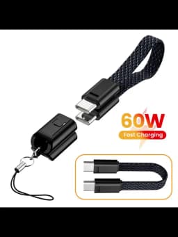 60W 16.5cm Short Type C To USB C Cable Fast Charging Type C To Type C Data Cable For Xiaomi Samsung Huawei Power Bank Wire