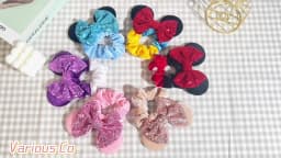 3 Pcs Cute Mouse Ears Hair Scrunchies 12 Styles Velvet Bows for Women Girls Birthday Date Amusement Park Party Hair Bands