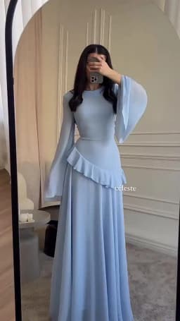 Women Solid Ruffle Chiffon Long Dress Elegant O-Neck Flare Sleeve Slim Maxi Dress 2026 New Lady Wedding Guest Evening Party Robe