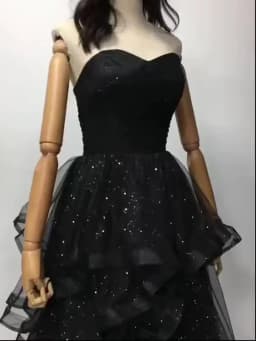 Temperament Black Elegant Wedding Party Dresses Strapless Tiered Draped Graduate Robe 2025 New Ball Gown Formal Dress Quinceaner